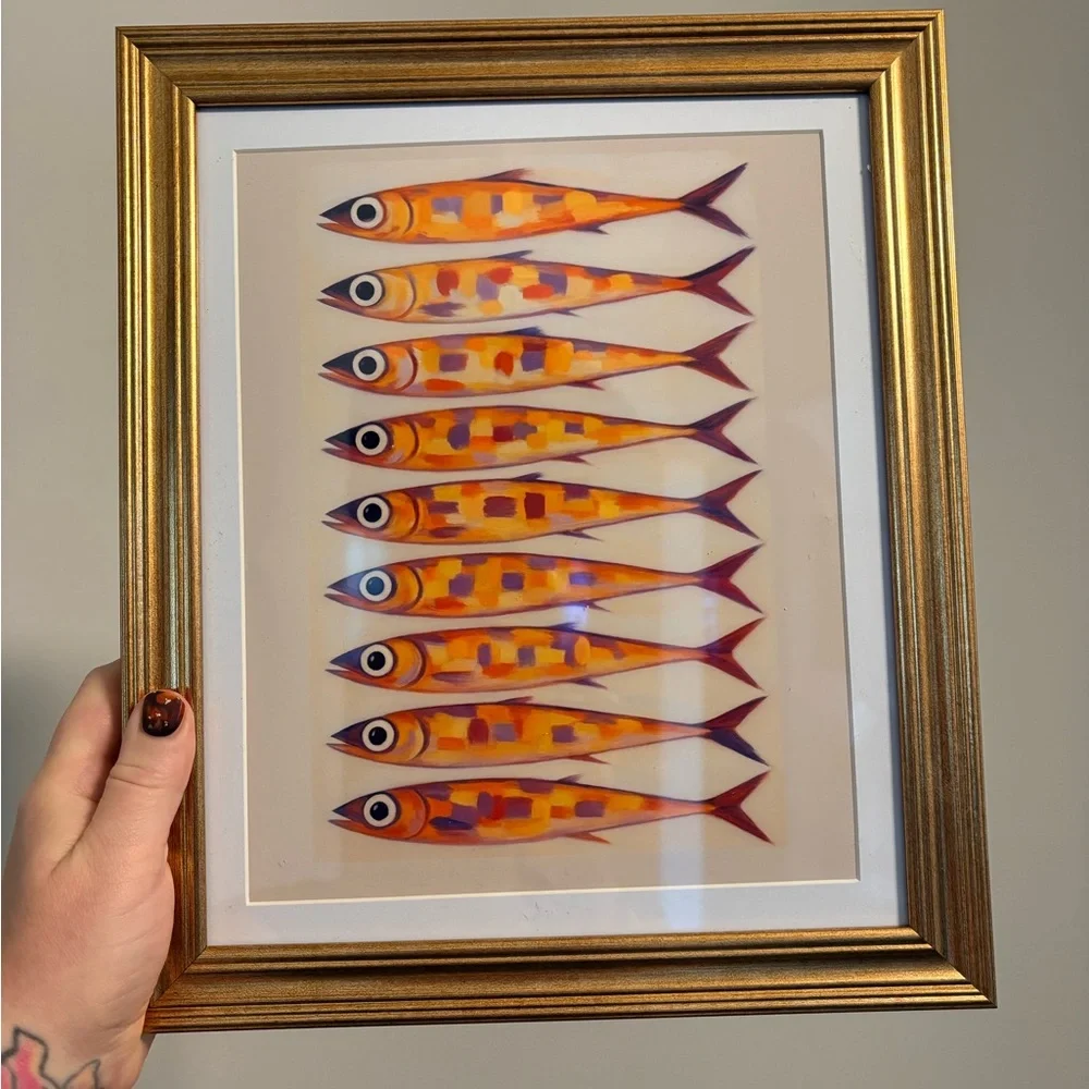 Brand New 8x10 Framed Fish Art Print – Gold Frame Wall Art